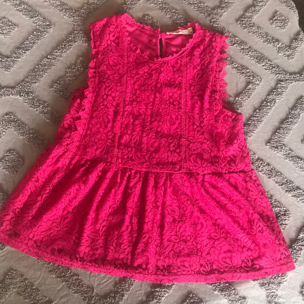 Sleeveless Pink Lace Top Size M